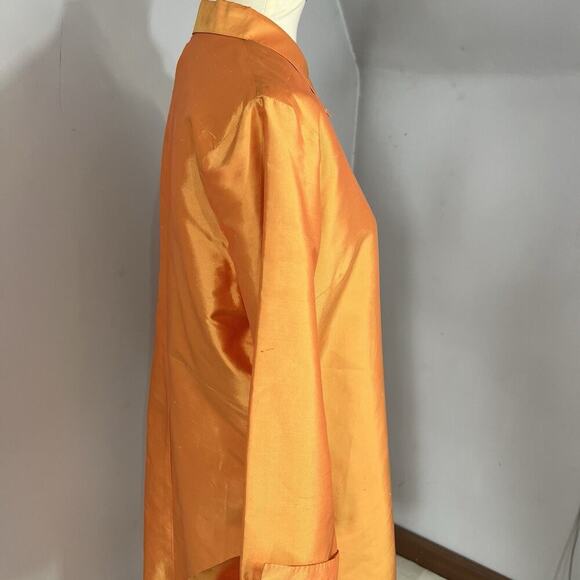 Vintage Silk Orange Womens Long Evening Jacket Large Dressy Lightweight Taffeta - Picture 8 of 15